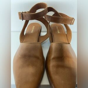 Patina Leather Ankle Wrap Mules